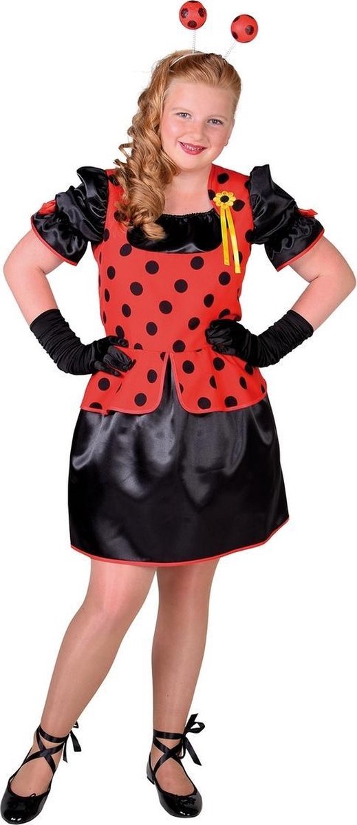 Lieveheersbeest Kostuum | Lieveheersbeestje Rood Zwarte Kever | Meisje | Maat: 116 | Carnaval kostuum | Verkleedkleding